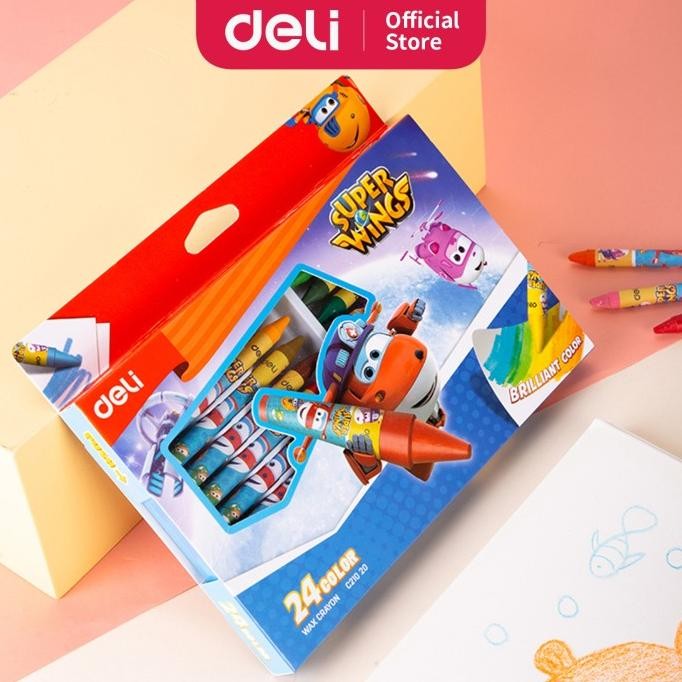 

diskon! deli super wings krayon lilin 8 * 90mm round barrel 24 warna ec21020