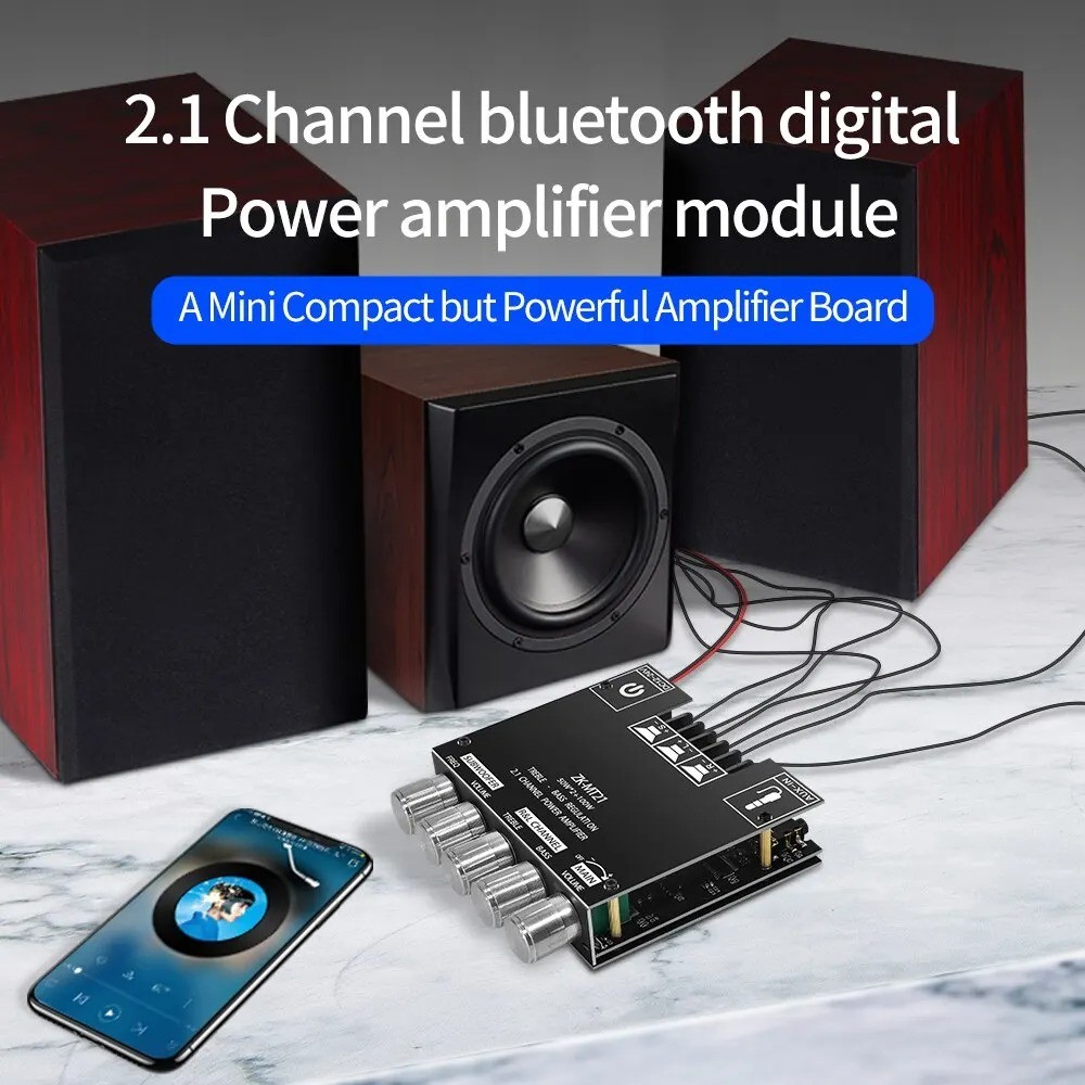 HongX Audio Amplifier Bluetooth 5.0 AUX 2.1 Channel Subwoofer - ZK-MT21 Original 99 Engine