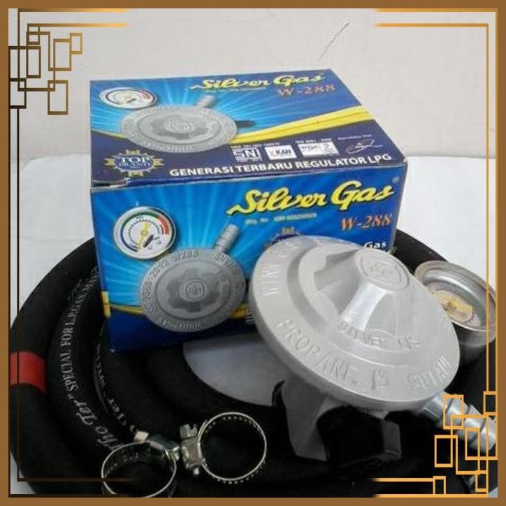 [GKP] PENGAMAN GAS LPG REGULATOR OTOMATIS SILVER GAS DAN SELANG 3 LAPIS