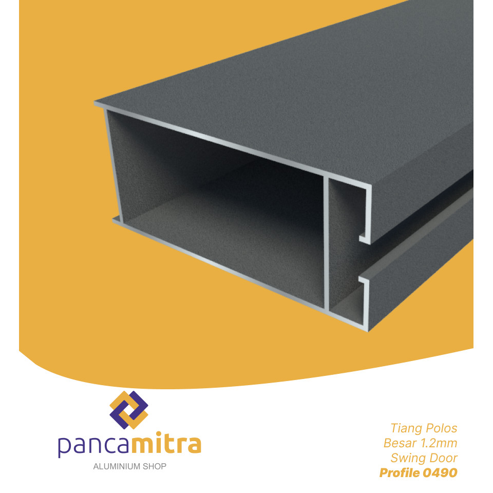 Aluminium Tiang Polos Besar 1.2mm Profile 0490 Swing Door