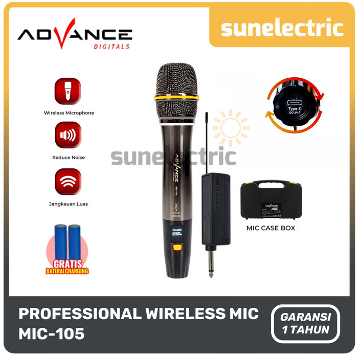 Hilmawanmall - Advance Microphone Profesional Advance Mic-105 Mic Wireless - Silver