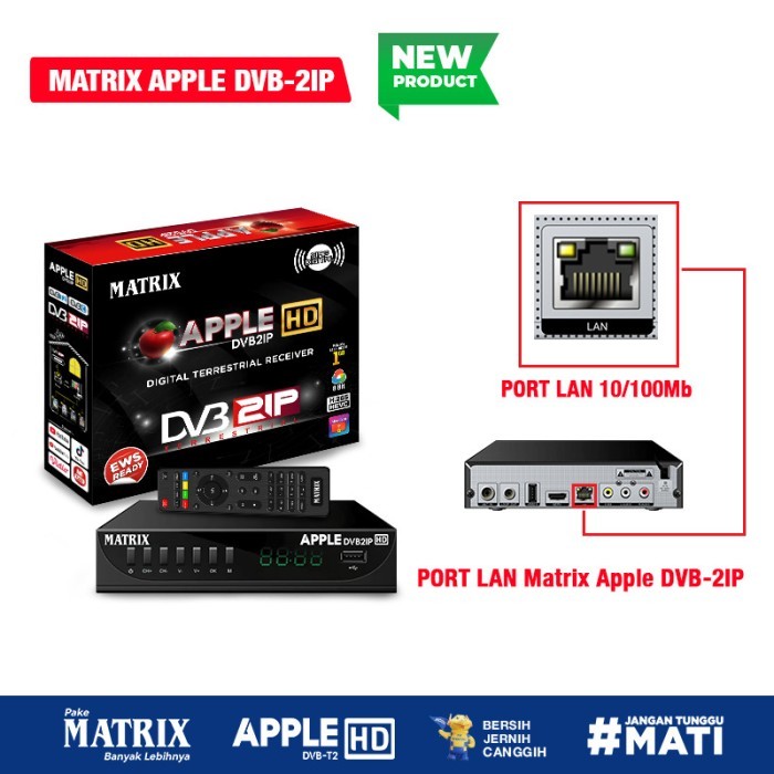SET TOP BOX DVB2IP TV DIGITAL MATRIX APPLE MERAH ( BARU )