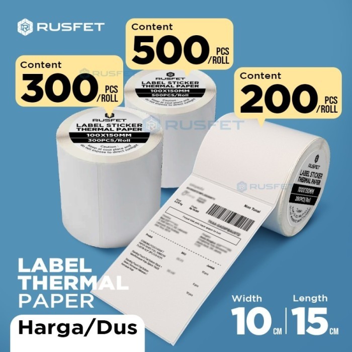 

KERTAS THERMAL / LABEL STIKER THERMAL A6 100x150MMX500/ 1DUS / 24ROLL