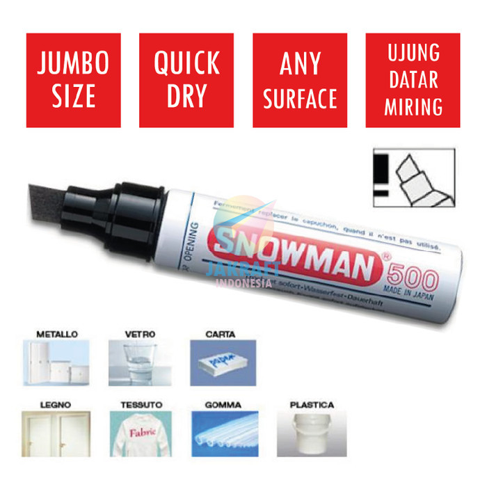 

Spidol Permanen Jumbo Tidak Bisa Dihapus Snowman J-500 Permanent Marker Besar Anti Air Tebal Hingga