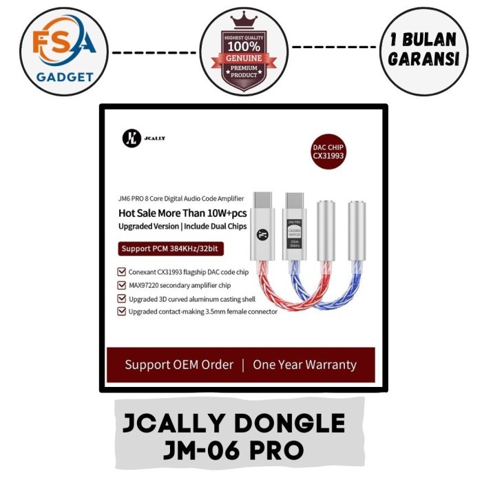 Jcally JM6Pro Dongle Usb Type C to 3.5mm DAC Chip CX31933 AMP Max97220