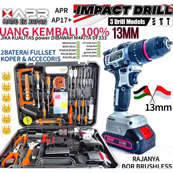 Ready...Ready...Ready...] Mesin Bor Baterai Kayu besi beton 10mm fullset 25vf uchiha Japan