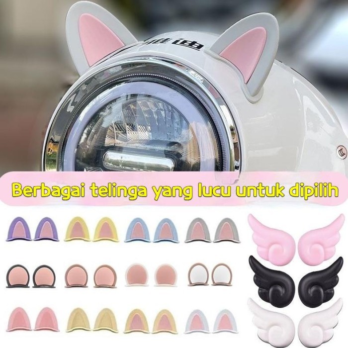 TERBAIK stiker sepeda listrik lucu Aksesoris Telinga Kucing Lucu Dekorasi Helm Ornamen Helm Telinga