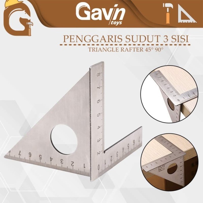 

PROMO! Penggaris sudut 3 sisi Speed Square Tukang Woodworking Ruler Presisi