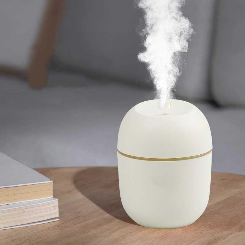 Mini Air Humidifier Aromatherapy LED 220ml JS04 Krey Anti Dehumidifier Purifier Ruangan Tirai Depan 