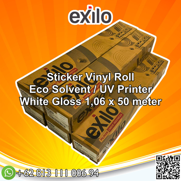 

TERLARIS! EXILO Stiker Vinyl Roll White Gloss Eco Solvent UV Print 1.06 m x 50 m