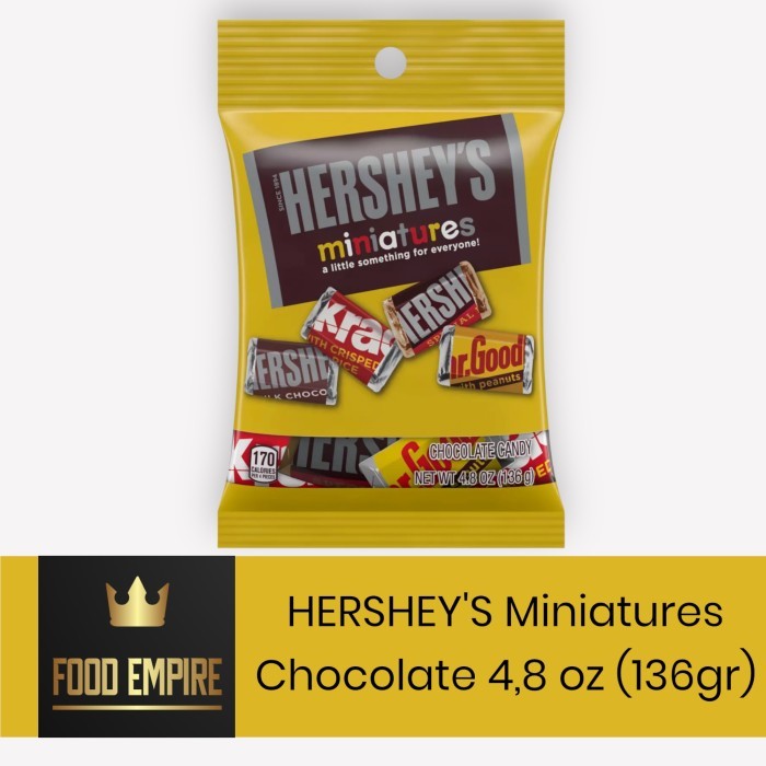 

HERSHEYS Miniatures Chocolate 4,8 oz Cokelat Hershey's 136 gram