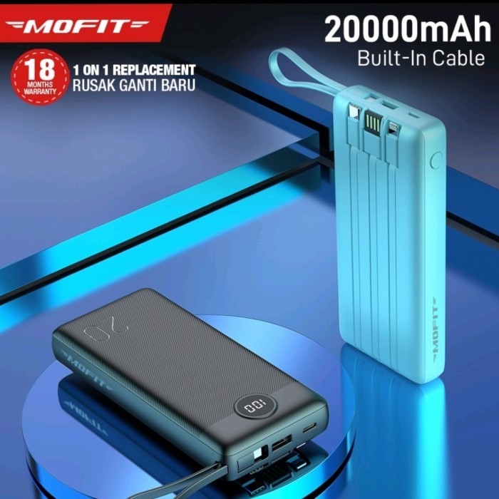 MOFIT M26 Powerbank 20000mAh Build in Cable 2.4A Fast Charging