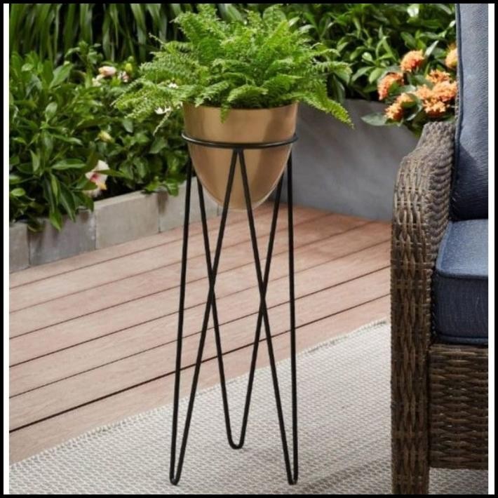 Standing Pot Bunga Model V / dudukan pot besi DIAMETER 20CM TINGGI 50