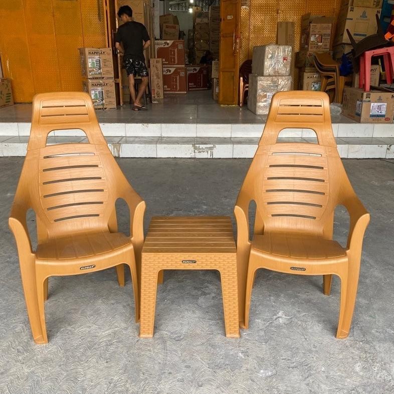 Napolly - 1 Set 2 Kursi 678 HR / 833 Santai Sandaran KEPALA / Kursi Santai Plastik Napolly / Kursi T