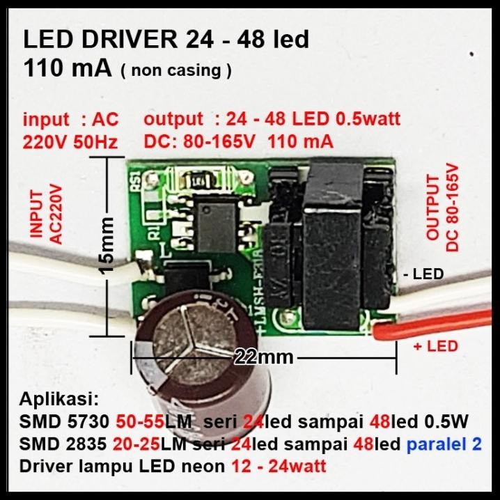 LED Driver 24-48x0,5 Watt 110 mA (NO IC) AC-DC Tanpa Casing