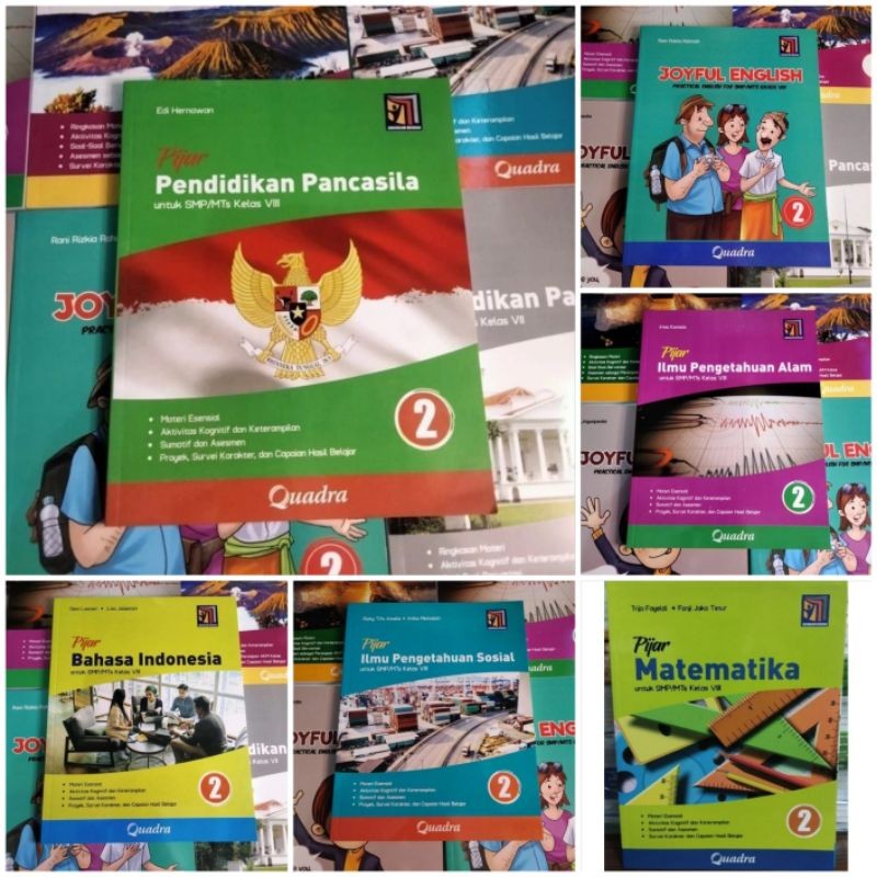 Buku Pijar Quadra SMP Kelas 8 Kurikulum Merdeka Matematika, Bhs. Indonesia, IPA, IPS, PKn, dll