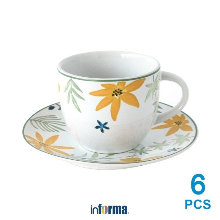 TERBARU Informa - Appetite Set 6 Pcs Pallete Felicia Cangkir & Saucer - Kuning BISA GOSEND