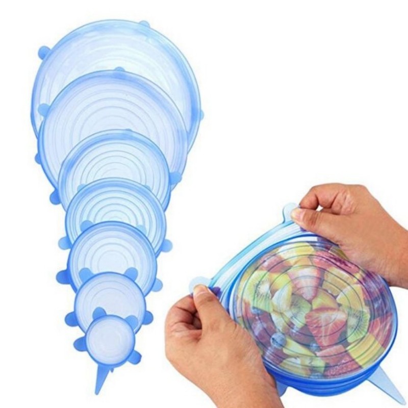 

54 Unit Penutup Wadah Makanan Silikon 6In1 Serbaguna Sillicone Food Cover Anti Tumpah Silikon Flexible