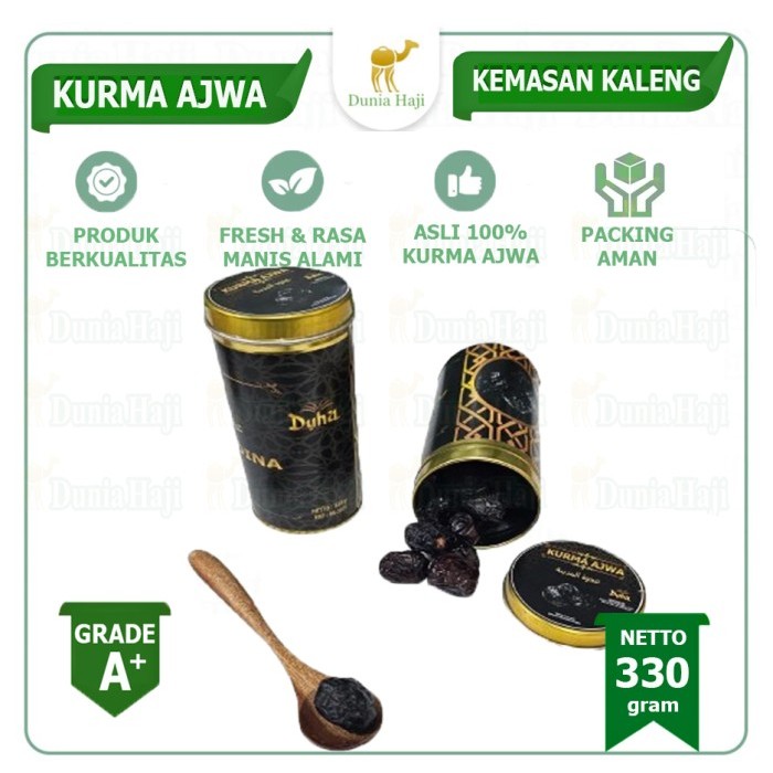 

Kurma Ajwa Aliyah Al Fatih KALENG Exclusive 330 GRAM Asli Madinah