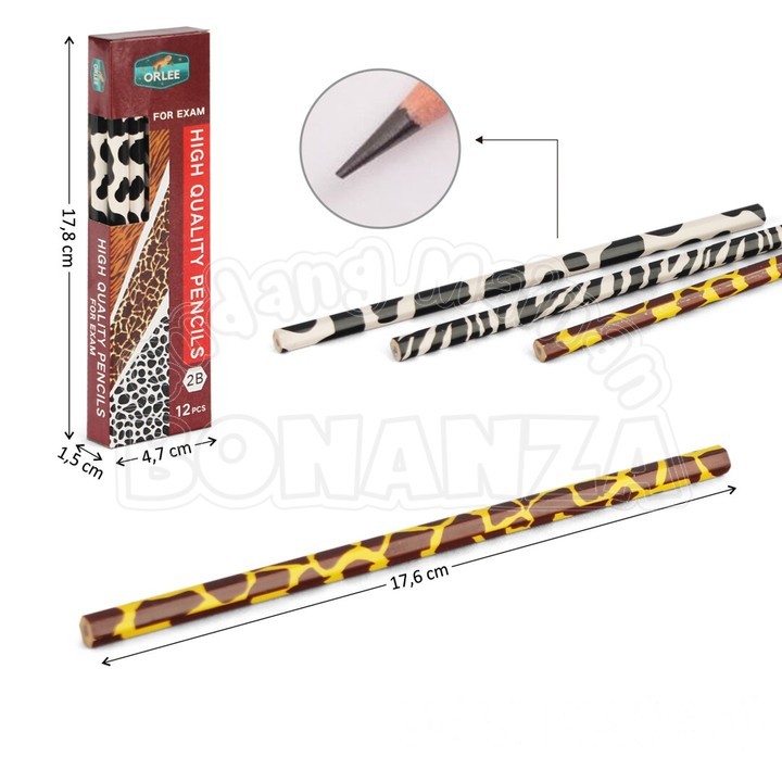 

[Bonanza] 1 Pcs Pensil 2B Motif Animal Orlee High Quality Pencils Peralatan ATK