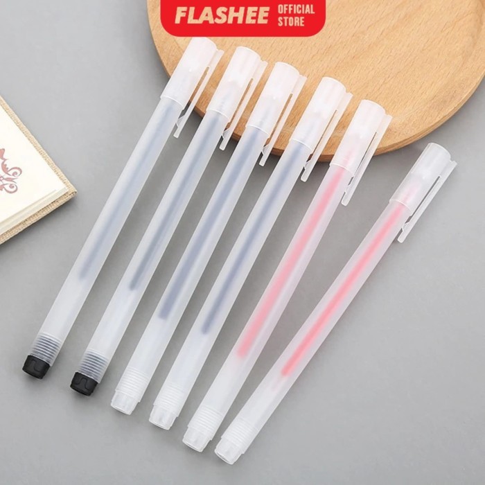 

Flashee Pulpen/ Pena Netral Buram Transparan Doff Bolpoin Tinta Hitam Siswa Sederhana Kreatif Pena