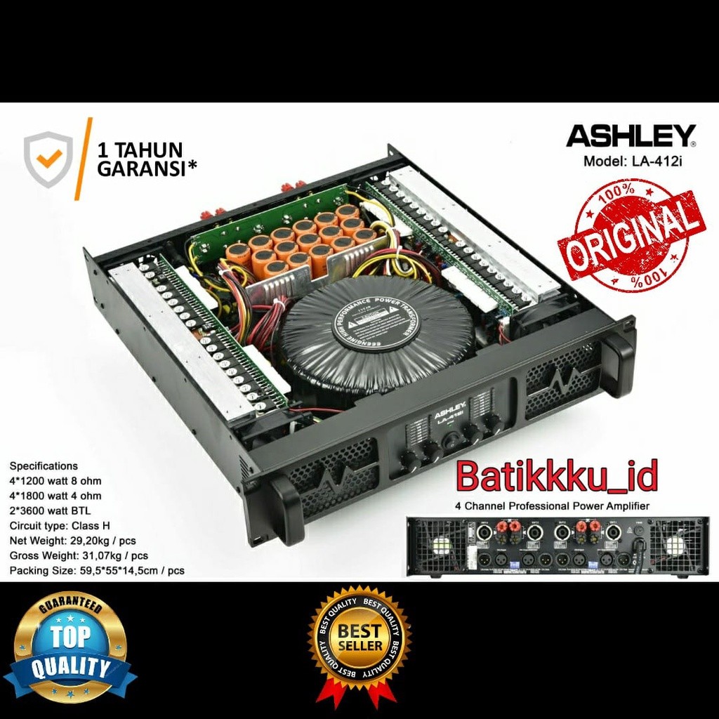 POWER ASHLEY LA412i LA 412i LA 412 i Original 4ch Class H Amplifier Lapangan