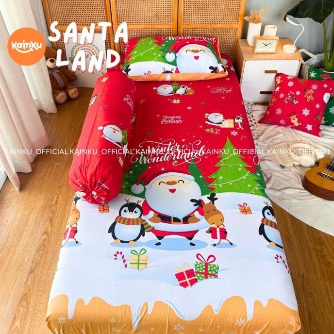 Kamar Tidur Sprei Katun Premium Motif Natal Anti Geser BEST QUALITY