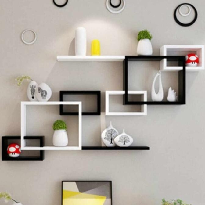 RAK DINDING MINIMALIS rak gantung kayu hiasan dinding guninco 3 layer STS