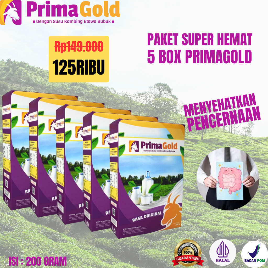 

5 BOX Primagold Susu Kambing Etawa Mengatasi Radang Sendi Maag Asam Lambung Asma