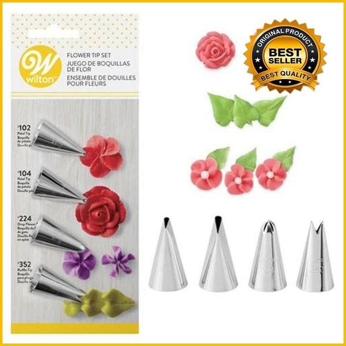 

Wilton Flower Tip Set Of 4 ( Tip 102, 104 224, 352 ) Termurah 100 % Original