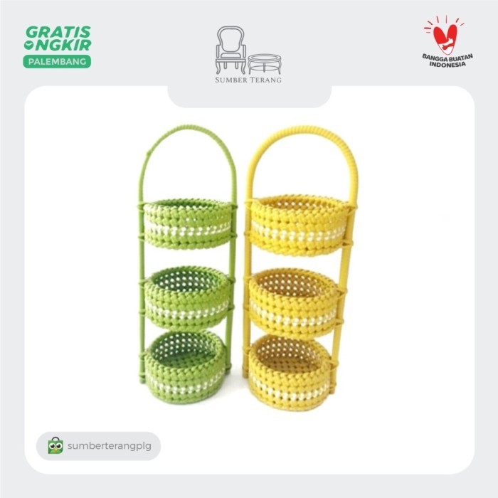 Tempat Bumbu Dapur Rak Bumbu Rotan Tempat Bawang Rak Bumbu 3 susun