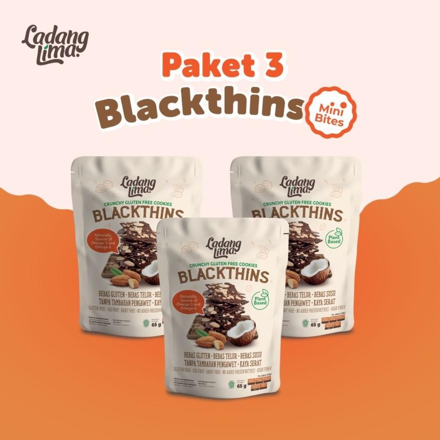 

3 pcs - Blackthins Mini Bites 65g Ladang Lima [Cookies Gluten Free With Protein Snack Sehat]