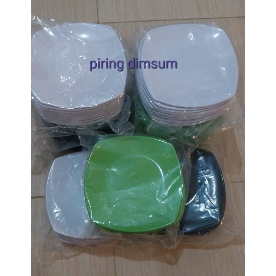 Piring Corel Segi Kecil / Piring Dimsum Melamin Coral Segi Kecil