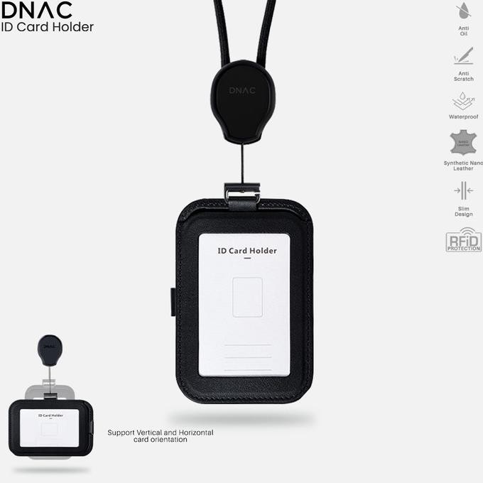 

Dnac Id Card Holder And Card Slots With Ribbon Lanyard - Black