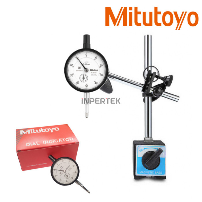 Paket Dial Indicator Mitutoyo 2046A + Magnetic Base Test Stand Gauge Pick Indikator Set Alat Ukur