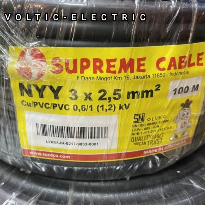 Kabel Nyy 3X2,5Mm Supreme 100Meter/Supreme Kabel Nyy 3X2,5Mm 100 Meter 100M 100 Meter Kabel Supreme