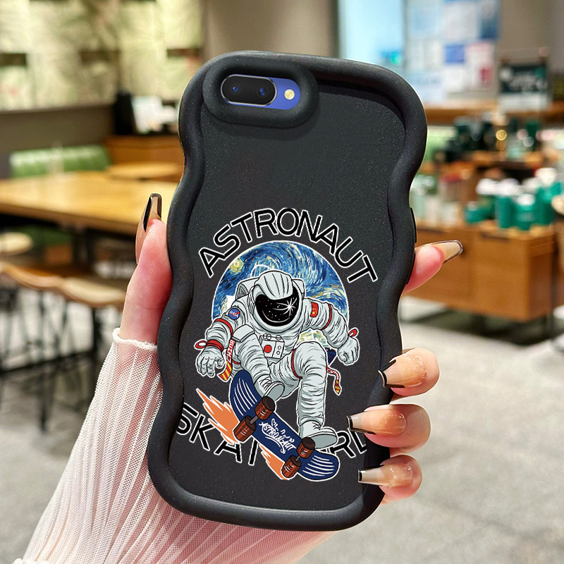 Casing Hp Untuk OPPO A5 A3s A12E Realme C1 Case NASA astronot Warna macaron tekstur lembut softcase 