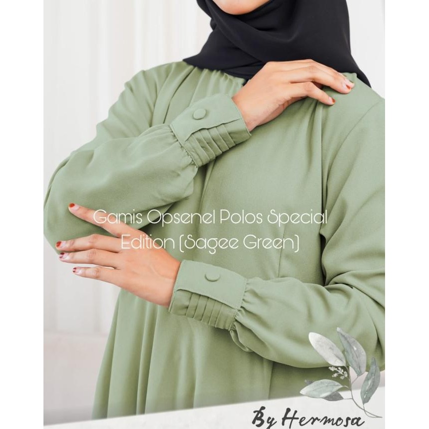 Gamis polos sage green bahan wollycrepe-gamis syari sage green opnesel Terlaris
