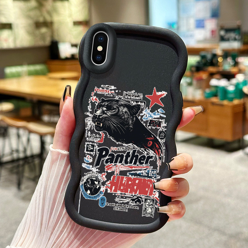 Casing Hp Untuk iPhone X Xs Max Case Macan tutul pria Warna macaron tekstur lembut softcase batas ge