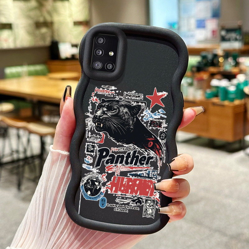 Casing Hp Untuk Samsung A51 M40s Case Macan tutul pria Warna macaron tekstur lembut softcase batas g