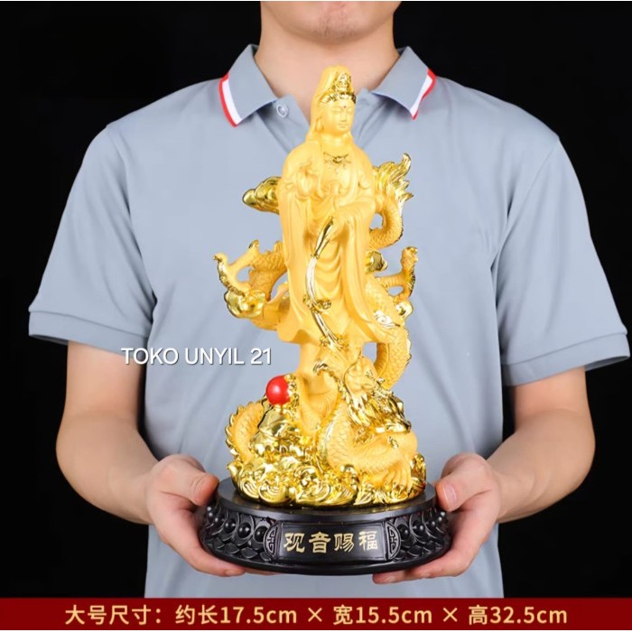 Patung Dewi Kwan Im Naga 32Cm Rupang Dewi Kwan Im Dewi Guan Yin / Kwan Shi Yin Phu Sa Dekorasi Dewi