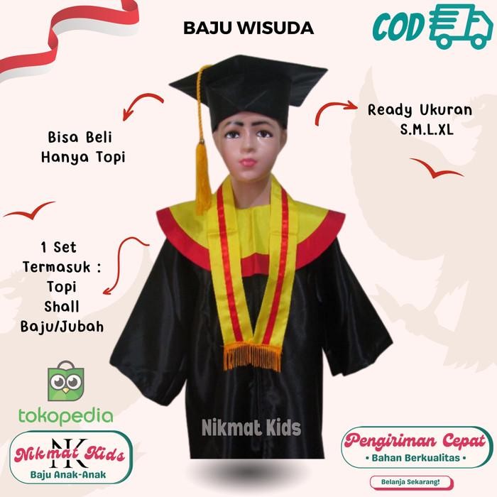 Baju Toga Anak Kostum Wisuda Anak Tk Laki Laki Perempuan Kuning Merah Termurah 100 % Original