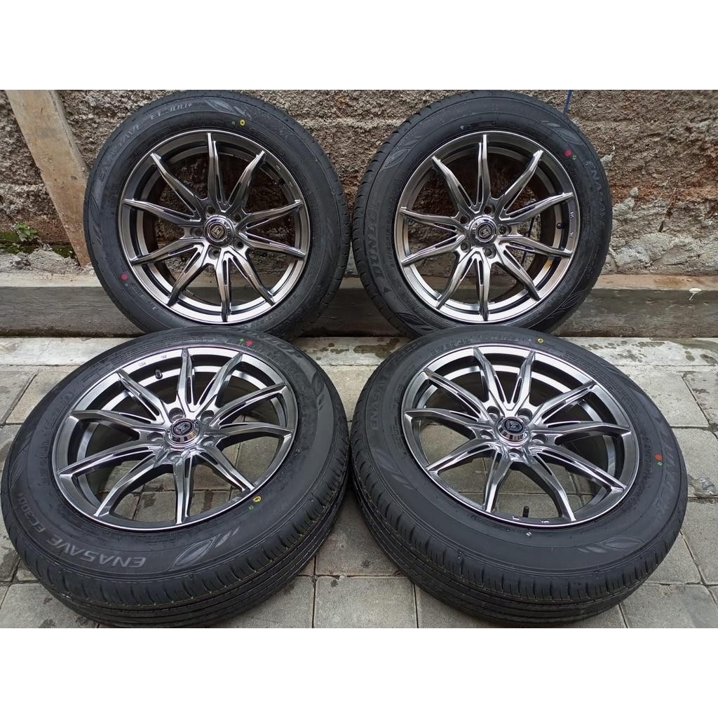 Velg Mobil Bekas Like New Tipe Milano Ring 17X7,5 Pcd 5X114,3 Et 42 + Ban Dunlop 215/60 R17 Innova H