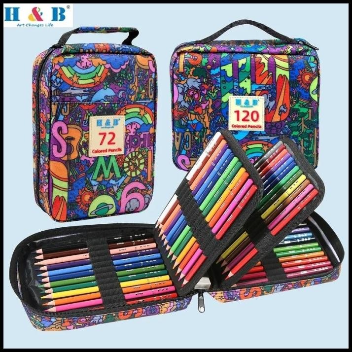 

H & B Pensil Warna 72 & 120 Dengan Tas / H & B Oily Pencils Zipper Bag
