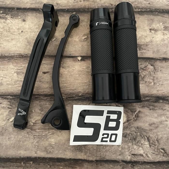 Paket Handle Rem Vkustom Handgrip Rizoma Black Vespa Sprint Prima S LX Original