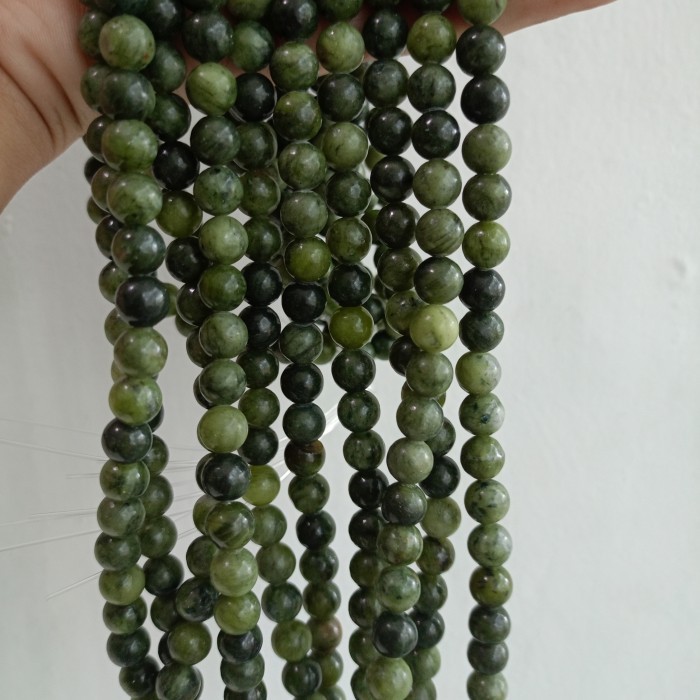 Bahan Batu Alam Giok green jade hijau 8mm sojol serpentine Sulawesi