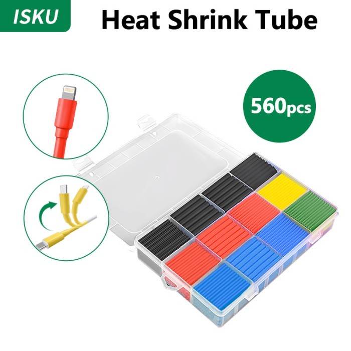

ISKU Heat Shrink Kabel Bakar Berwarna 560PCS Heat Shrink Tube
