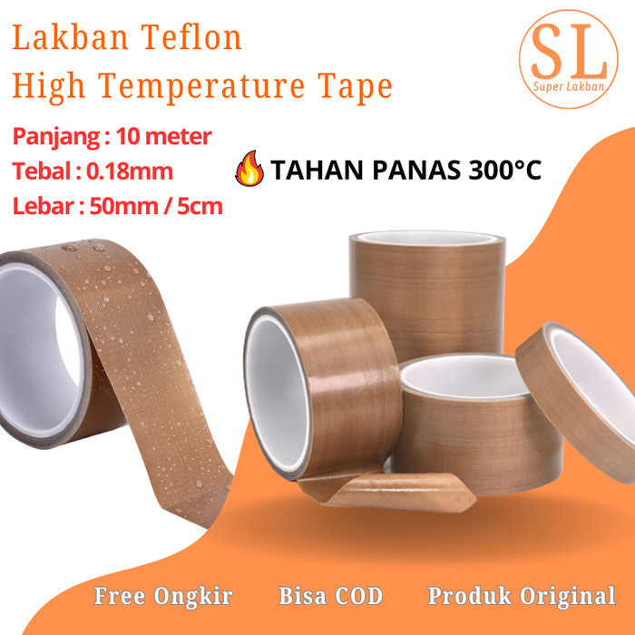 

Lakban Teflon Tape PTFE 50mm Tahan Panas 300C Setara Nitto 2" INCH