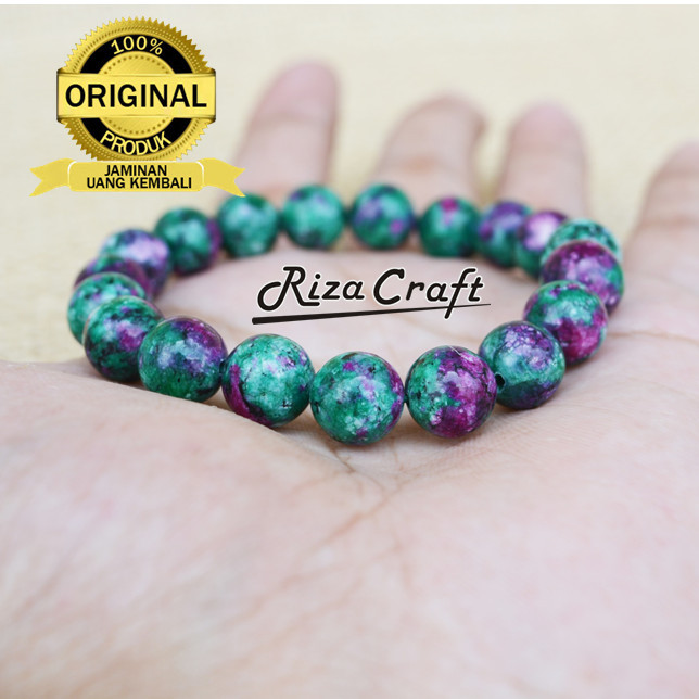 Readyyy Gelang Batu Akik Ruby Tanzania Hijau Asli Alam Natural Pria Wanita