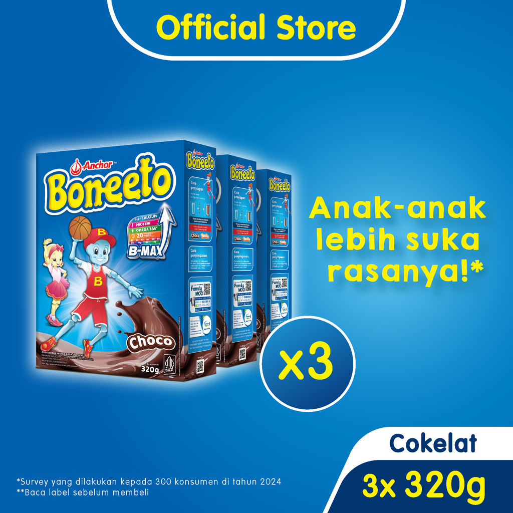 

Boneeto Susu Bubuk Anak Sekolah Yummy Choco 3 x 320g - Nutrisi Pertumbuhan Anak untuk Daya Pikir dan Tubuh Aktif